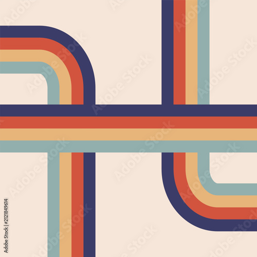 Retro Arching Subway Track Lines Abstract Composition