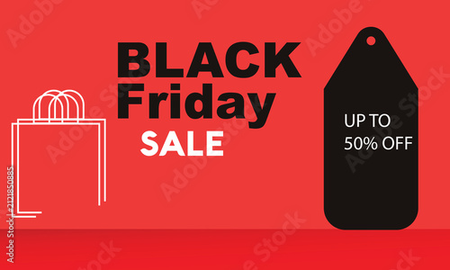 Black Friday Sale Graphic with Shopping Bag and Discount Text Featuring Promotion, Offer, Retail with Vector and Illustration