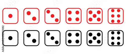Dice Cube Icon, Dice Die Icon Set, dice on white background