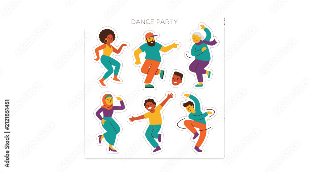 Fototapeta premium Colorful Group of People Dancing at a Dance Party Illustration