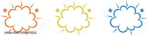 Set of Comic Speech Bubbles and Explosion Clouds in Flat Vector Style