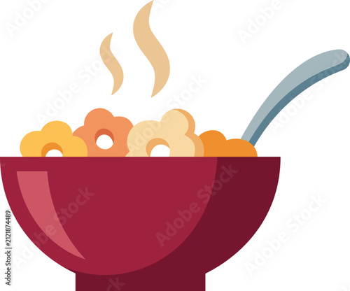 Steaming Hot Cereal Bowl Vector Illustration