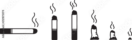 Fotografie Cigarette smoking life cycle illustration featuring black and white icons cigare