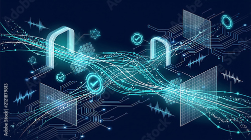Futuristic Digital Network: Glowing Data Connections, Circuit Patterns & Cybersecurity Tech