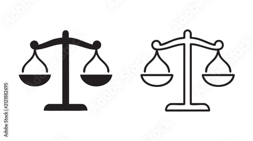 Foto weight scale balanced figure black silhouette and outline art vector icon