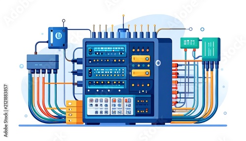 Modern electronic circuit board with microcontroller and components.