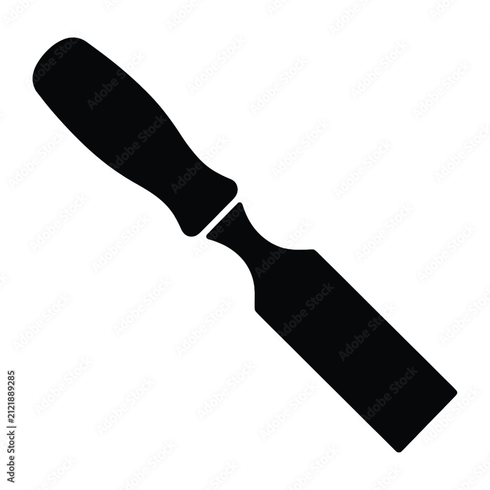 Obraz premium Black silhouette icon of a sharp wood chisel tool