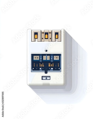 Modern electronic circuit board with digital display and buttons.
