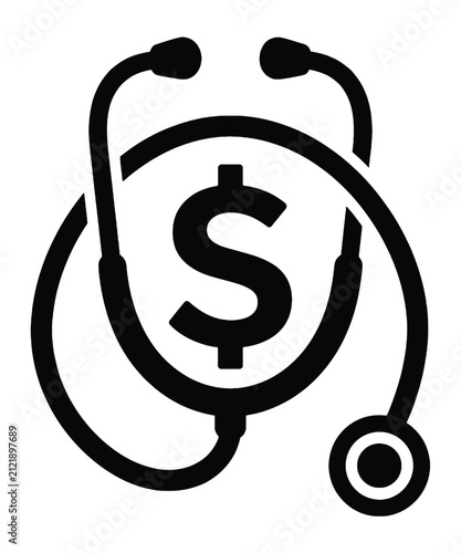Stethoscope icon with a dollar sign symbol