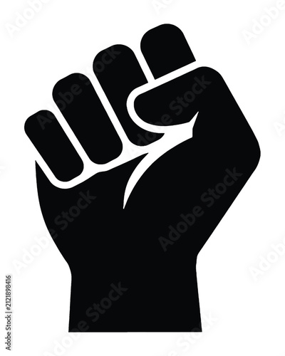 Black fist icon symbolizing power and protest