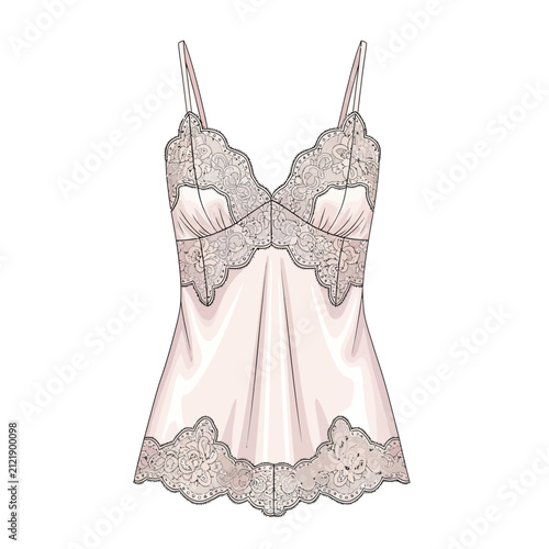 Cuadro en lienzo Elegant Lace Camisole Fashion Sketch