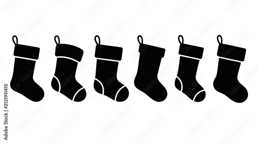 Obraz premium Black Christmas stocking silhouettes.
