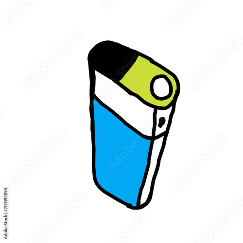 Hand-Drawn Blue and Lime Green Lighter Isolated
