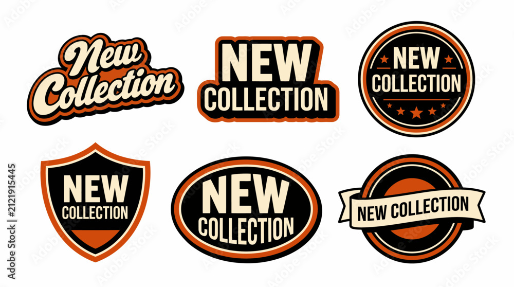 Obraz premium This image features bold 'New Collection' logo designs that capture elegance and modernity, perfect for promoting fresh offers and product line launches.