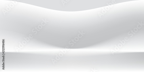 White grey studio room. Limbo light background. Abstract 3d gradient backdrop for product presentation. Minimal wall scene spotlight.