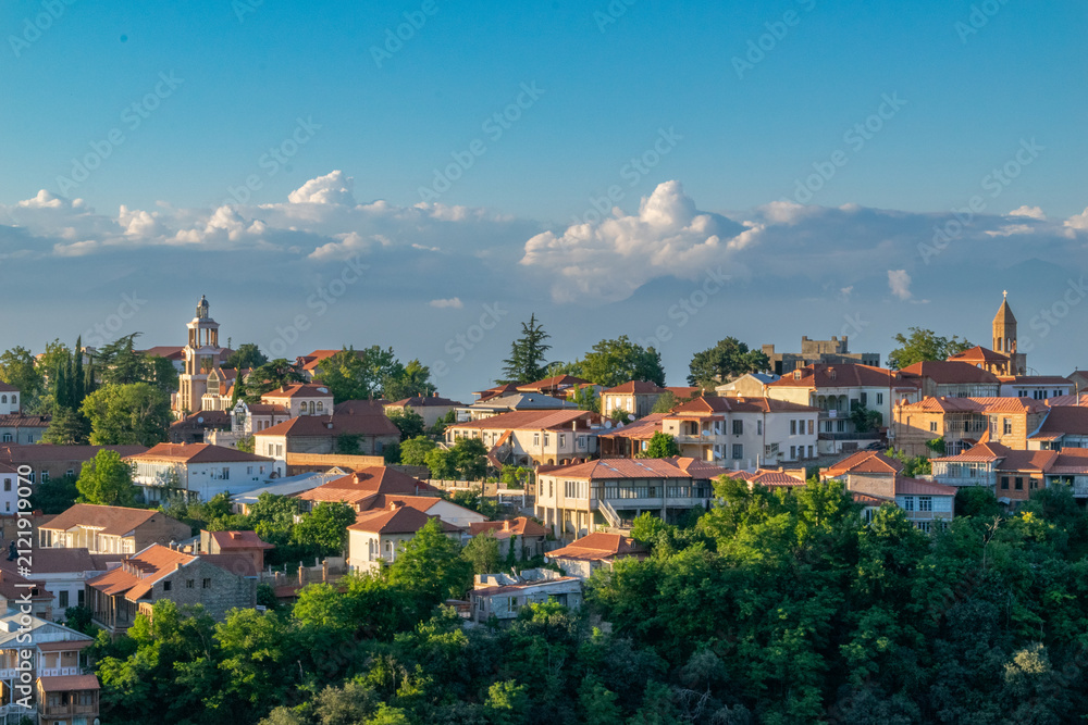 Fototapeta premium Historic center of Sighnaghi with churches and medieval fortifications, Kakheti, Georgia