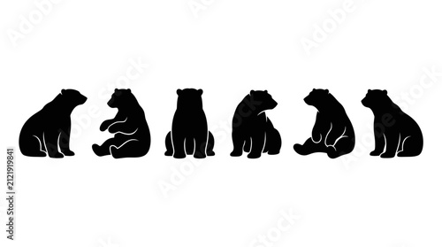 Black bear silhouette collection.
