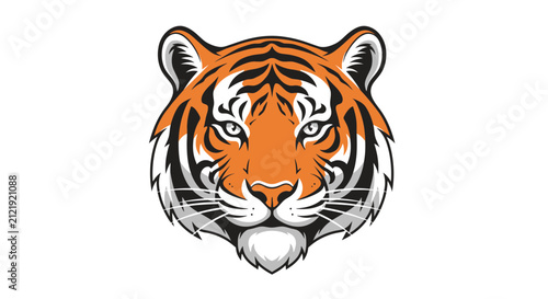 Tiger head illustration fierce animal face mascot design orange black white