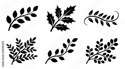 Black leafy branch silhouettes.