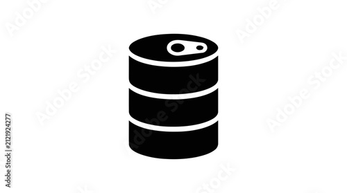 Vector illustration of black icon of a metal barrel with a pull tab lid on a transparent background