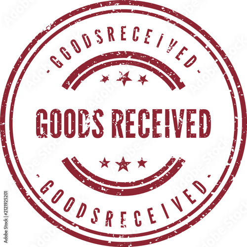 Official circular distressed stamp indicates goods have been successfully received and acknowledged