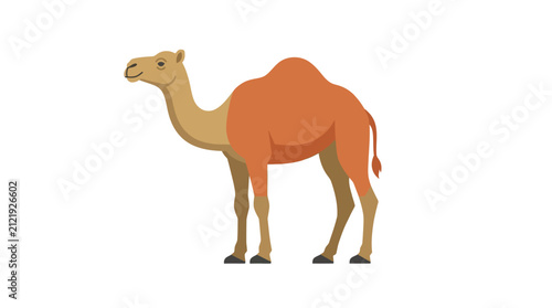 Фотография Flat Vector Illustration of a Single Hump Camel