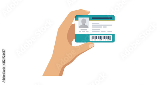 Hand holding an identification card a flat vector illustration with a white background access authentication background white cardholder certification credential