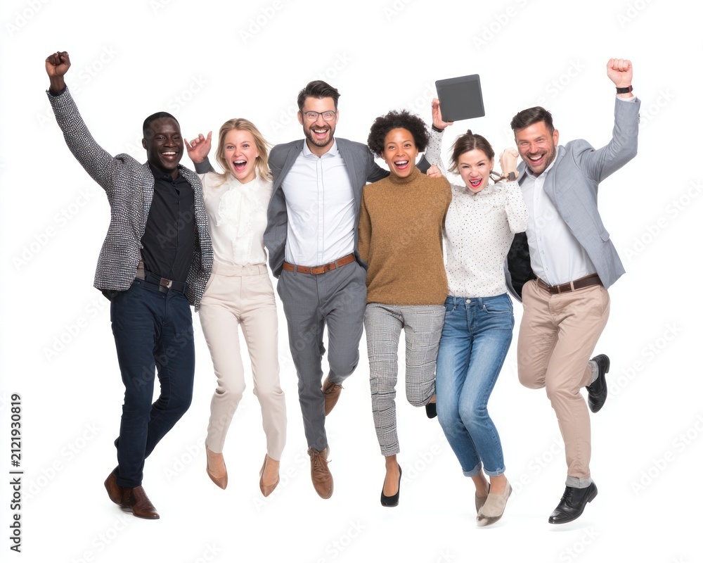 Obraz premium Diverse group celebrating success together.