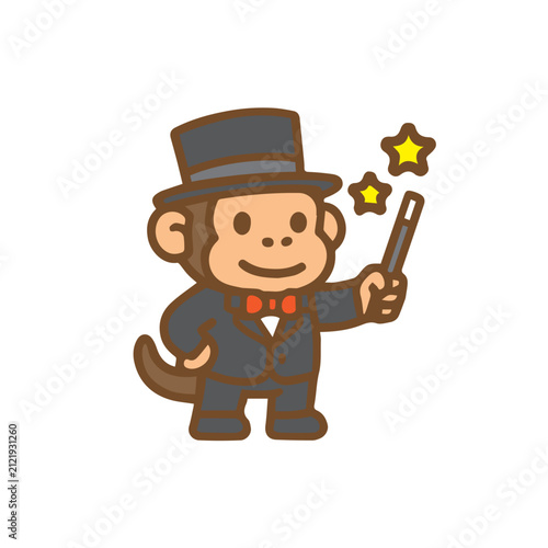 Photography A cute monkey as a magician Cartoon Illustration
