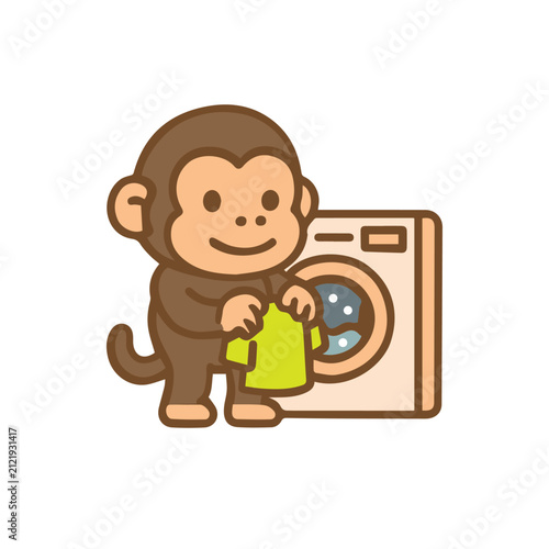 Photography Cute monkey laundry Cartoon Illustration