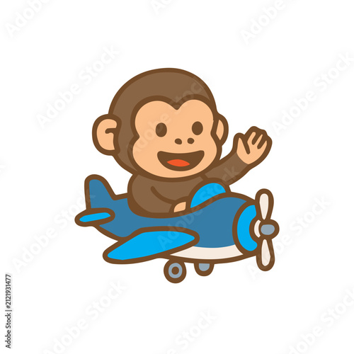 Photography Cute monkey on a plane Cartoon Illustration