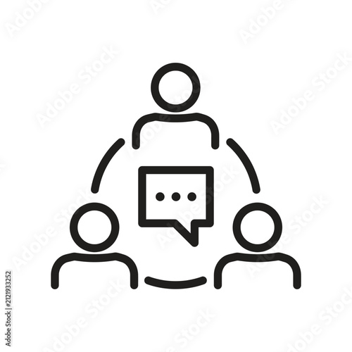 Canvas Print Group communication line icon isolated on white background