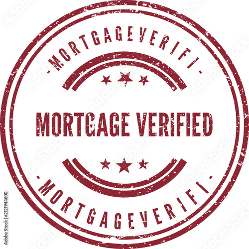 Red grunge circle stamp indicating a mortgage has been successfully verified
