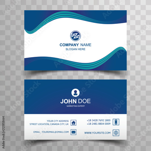 Modern company business card in blue color design