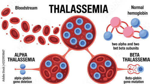 Bild auf Leinwand Thalassemia Medical Infographic Showing Alpha and Beta Thalassemia, Hemoglobin S