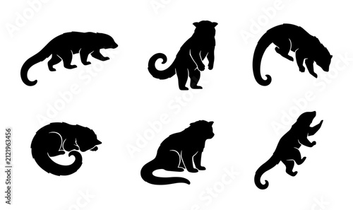 Photography Black Silhouette Animal Icons: Diverse Wildlife Poses, Vector Graphics for Natur