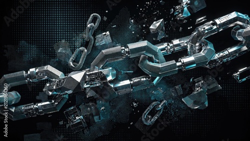 Abstract Digital Blockchain Network Technology Concept.