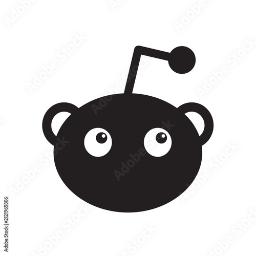 Cute cartoon black bear with big eyes and microphone. Adorable mascot character for kids' media and branding design.