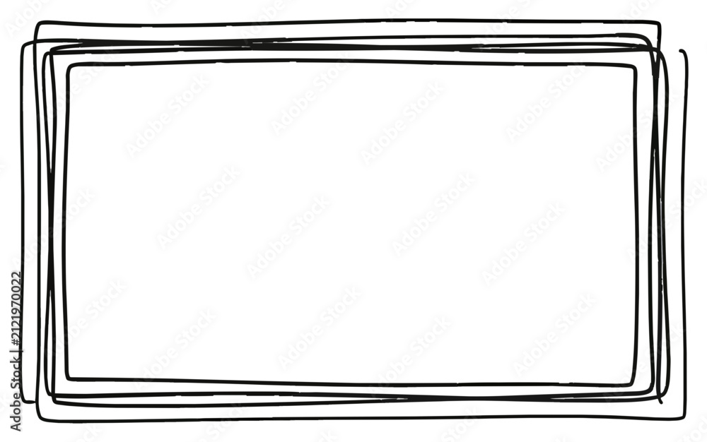 Konstfotografi Hand-Drawn Rectangular Frame with Overlapping Lines and Imperfect Edges