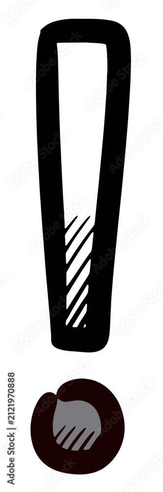 Naklejka premium Hand-Drawn Exclamation Point with Bold Outline and Shaded Details.