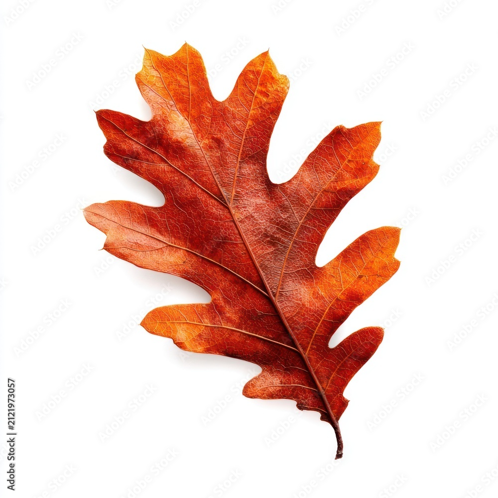 Fototapeta premium Vibrant autumn oak leaf isolated.