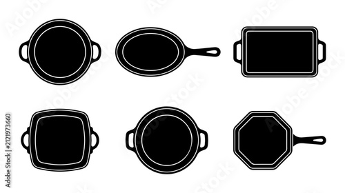 Cast Iron Cookware Set, Black Metal Pans Collection, Round, Oval, Rectangular, Square, Octagonal Skillets