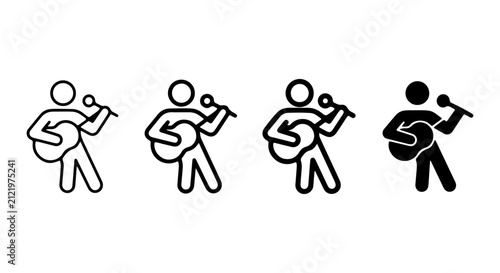 Musician Icon Set, Guitarist Singer Silhouette Collection, Performance Vector Graphics