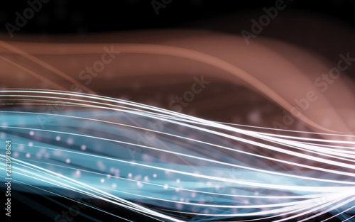 Bild auf Leinwand A mesmerizing digital artwork featuring complex, flowing light trails that resem