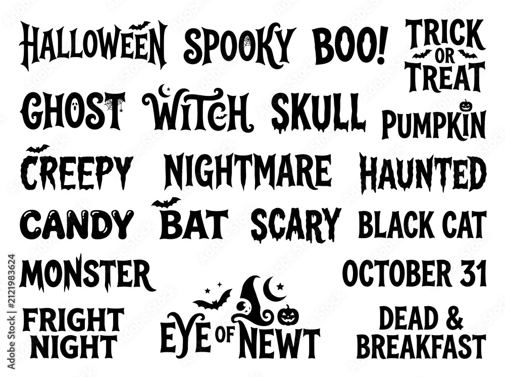 Obraz premium Halloween word art typography design set