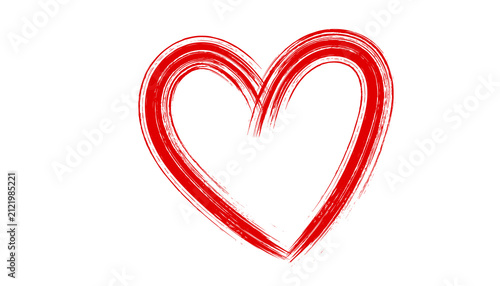 Принти на полотні Red heart symbol drawn with brush strokes on transparent background, love and affection concept