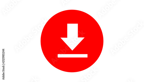 Red circle with downward arrow pointing to horizontal line on transparent background.