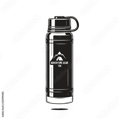 Insulated metal water bottle for outdoor adventure with adventure, container