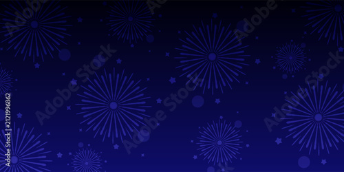 Abstract blue fireworks background. Festive firework for celebration