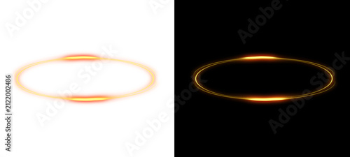 Luminous fiery amber magic orbit ring effect for digital artwork and banner background design